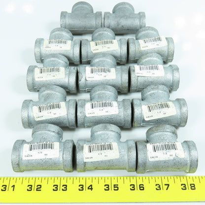 1/2" FNPT Galvanized Malleable Iron Tee Fitting Lot of 14