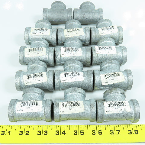 1/2" FNPT Galvanized Malleable Iron Tee Fitting Lot of 14