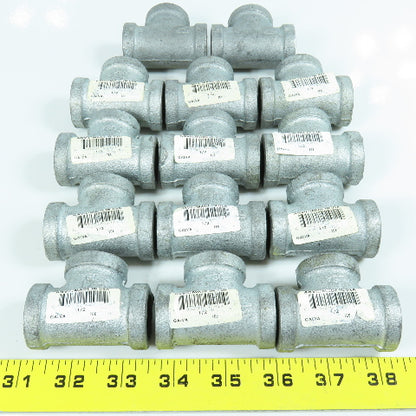 1/2" FNPT Galvanized Malleable Iron Tee Fitting Lot of 14