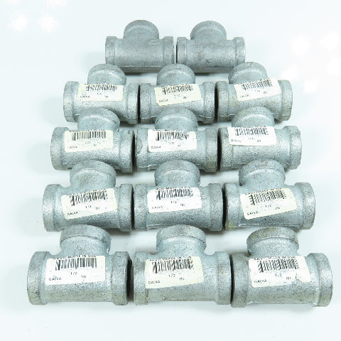 1/2" FNPT Galvanized Malleable Iron Tee Fitting Lot of 14