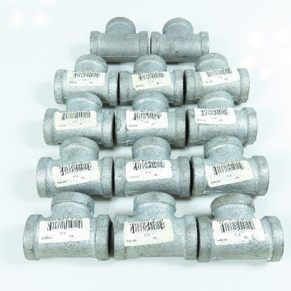 1/2" FNPT Galvanized Malleable Iron Tee Fitting Lot of 14