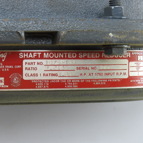 Browning 107SMT09 9.2135 Ratio Shaft Mounted Speed Reducer 1750RPM 3/4" Input