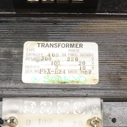 Sankyo 400VA Transformer HV 200/220V LV 100/20V 50/60HZ 1PH