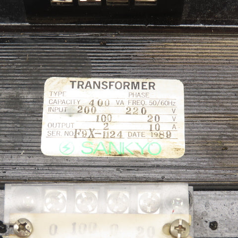 Sankyo 400VA Transformer HV 200/220V LV 100/20V 50/60HZ 1PH
