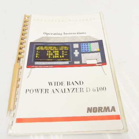 Norma NGI D6100 Wide Band Power Analyzer & Triax Shunt .3-10A