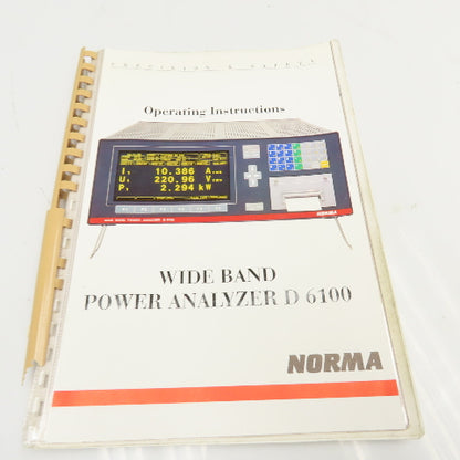 Norma NGI D6100 Wide Band Power Analyzer & Triax Shunt .3-10A