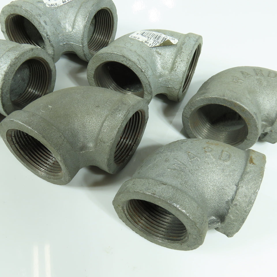 Grinnell & Ward 1-1/4" NPT 90 Degree Elbow Galvanized Malleable Iron Lot of 6