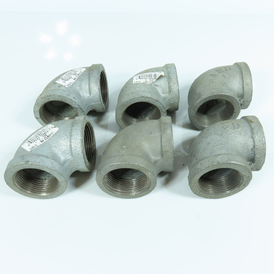 Grinnell & Ward 1-1/4" NPT 90 Degree Elbow Galvanized Malleable Iron Lot of 6