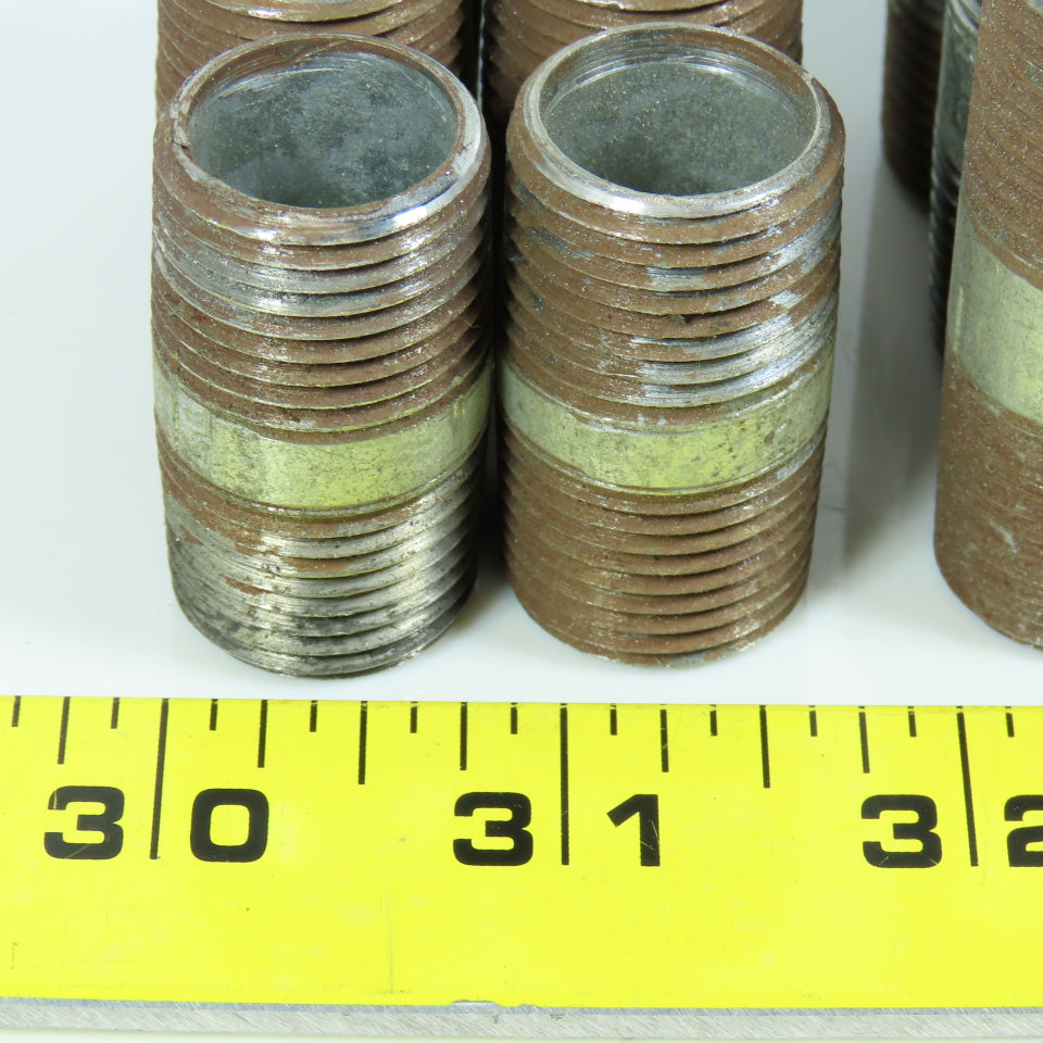 1/2" Dia. Galvanized Malleable Iron Pipe Nipple 1-1/2" To 3-1/2" OAL Lot of 47