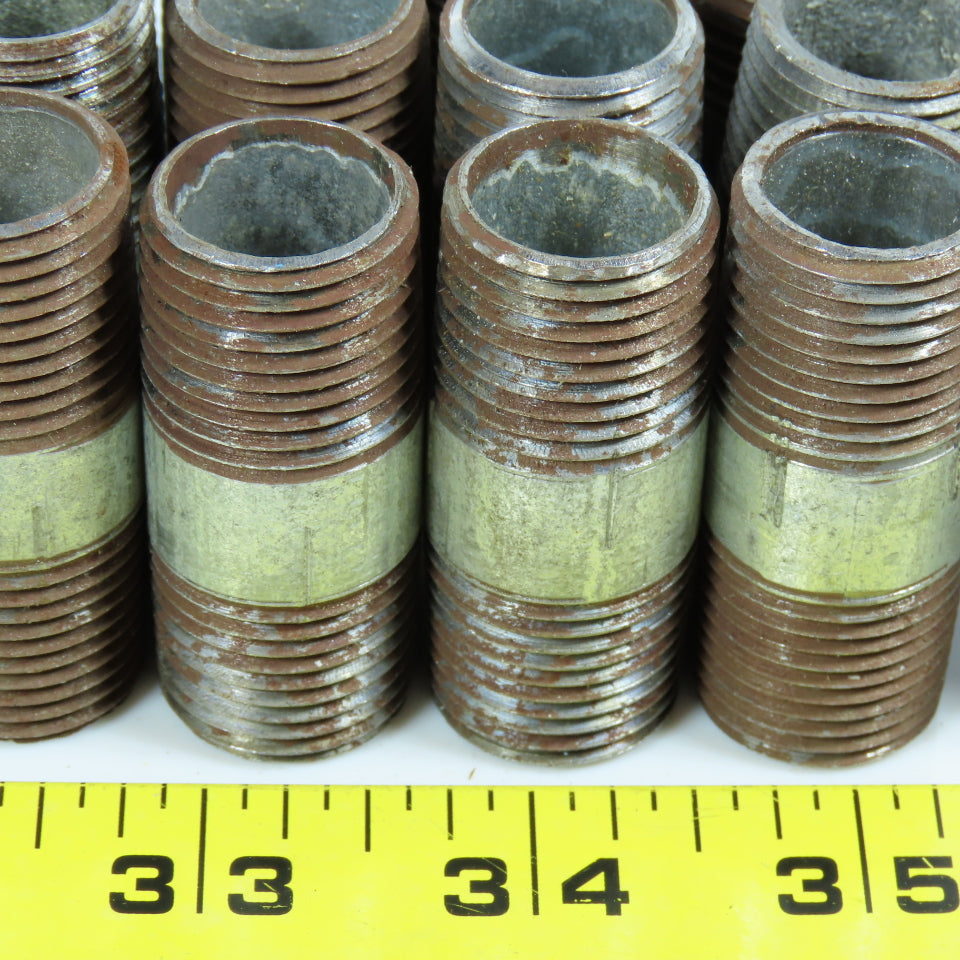 1/2" Dia. Galvanized Malleable Iron Pipe Nipple 1-1/2" To 3-1/2" OAL Lot of 47