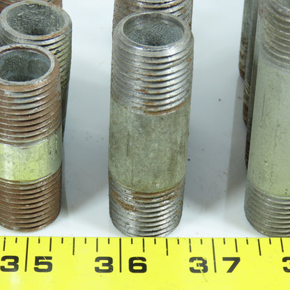1/2" Dia. Galvanized Malleable Iron Pipe Nipple 1-1/2" To 3-1/2" OAL Lot of 47