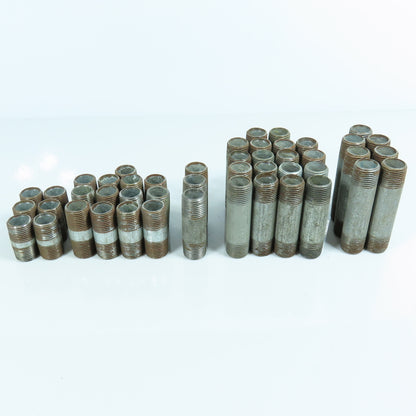 1/2" Dia. Galvanized Malleable Iron Pipe Nipple 1-1/2" To 3-1/2" OAL Lot of 47