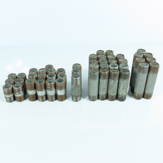1/2" Dia. Galvanized Malleable Iron Pipe Nipple 1-1/2" To 3-1/2" OAL Lot of 47