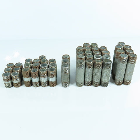 1/2" Dia. Galvanized Malleable Iron Pipe Nipple 1-1/2" To 3-1/2" OAL Lot of 47
