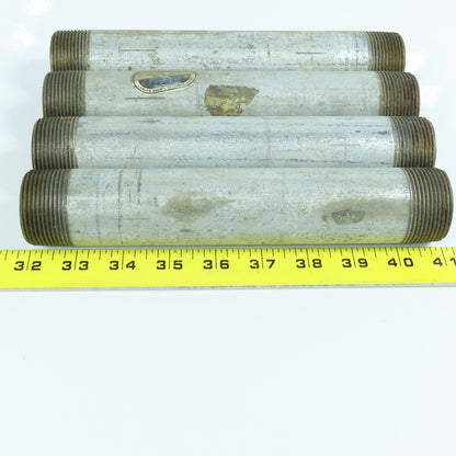1-1/4" x 10" Galvanized Steel Malleable Iron Pipe Nipple Lot of 4