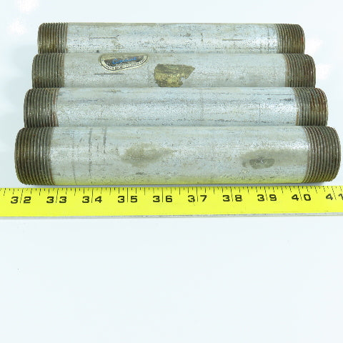 1-1/4" x 10" Galvanized Steel Malleable Iron Pipe Nipple Lot of 4
