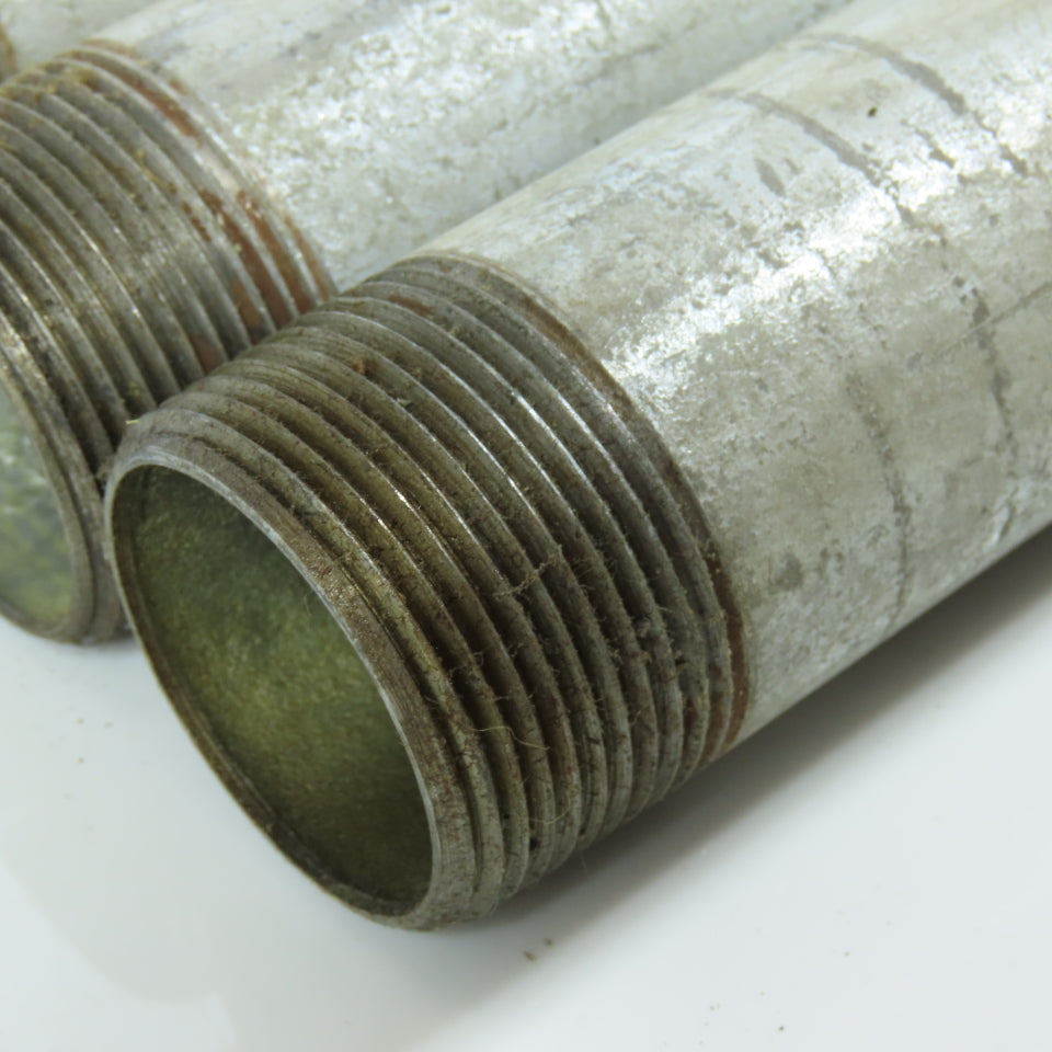 1-1/4" x 10" Galvanized Steel Malleable Iron Pipe Nipple Lot of 4