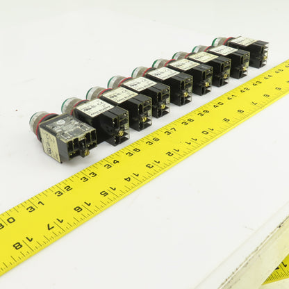 Allen Bradley 800MR-QT24 Ser D Green Illuminated Push Switches 300V Max Lot Of 9