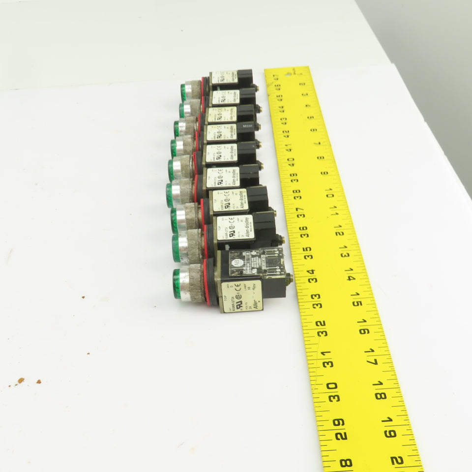 Allen Bradley 800MR-QT24 Ser D Green Illuminated Push Switches 300V Max Lot Of 9