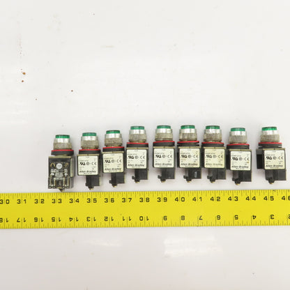 Allen Bradley 800MR-QT24 Ser D Green Illuminated Push Switches 300V Max Lot Of 9