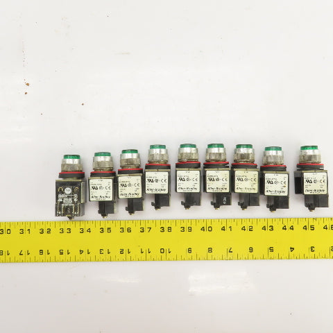 Allen Bradley 800MR-QT24 Ser D Green Illuminated Push Switches 300V Max Lot Of 9