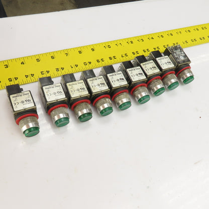 Allen Bradley 800MR-QT24 Ser D Green Illuminated Push Switches 300V Max Lot Of 9