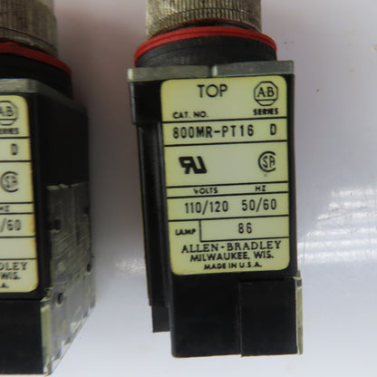 Allen Bradley 800MR-PT16 Ser D Red Illuminated Push Switches 110/120V Lot/7