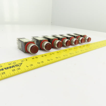 Allen Bradley 800MR-PT16 Ser D Red Illuminated Push Switches 110/120V Lot/7