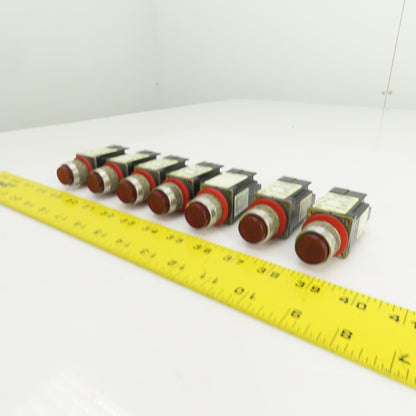 Allen Bradley 800MR-PT16 Ser D Red Illuminated Push Switches 110/120V Lot/7