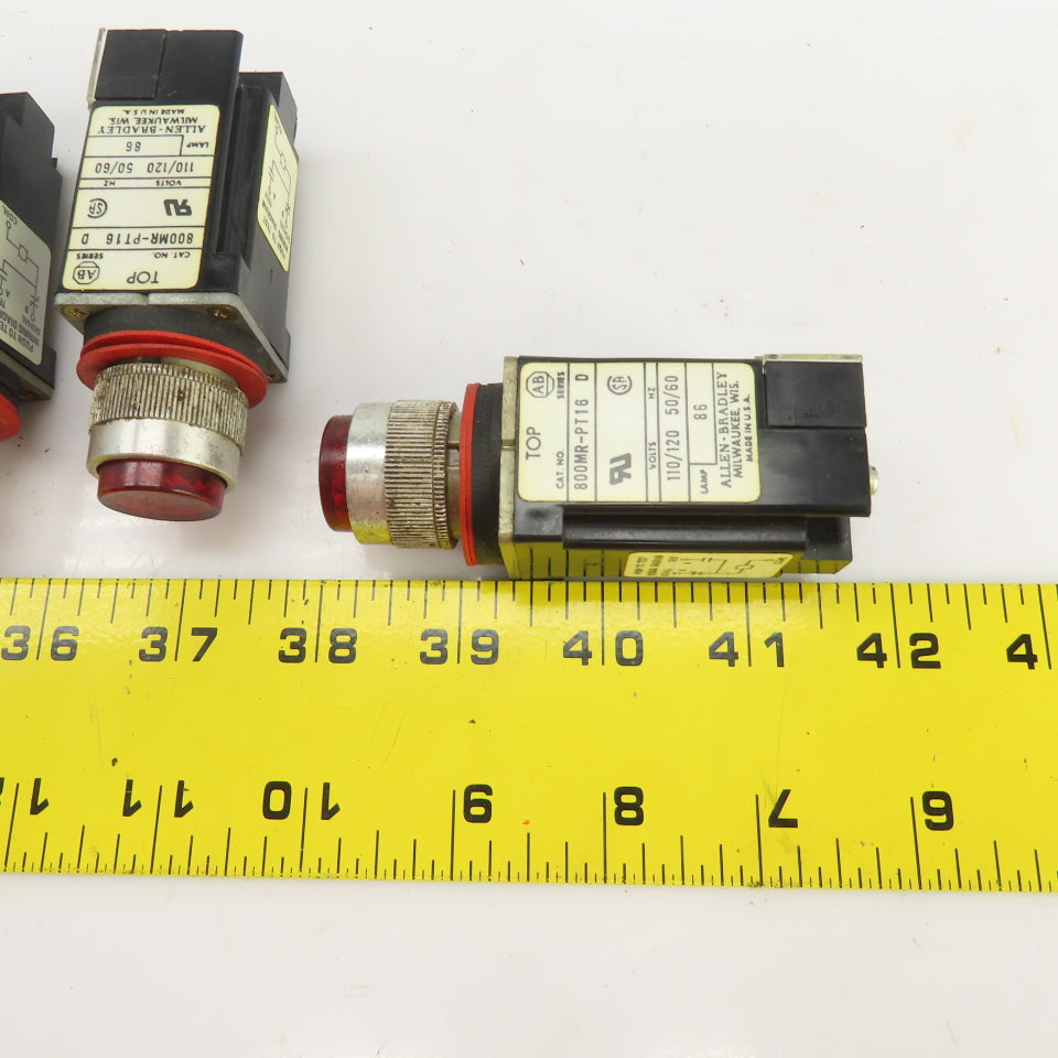 Allen Bradley 800MR-PT16 Ser D Red Illuminated Push Switches 110/120V Lot/7