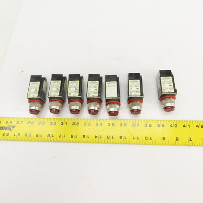 Allen Bradley 800MR-PT16 Ser D Red Illuminated Push Switches 110/120V Lot/7