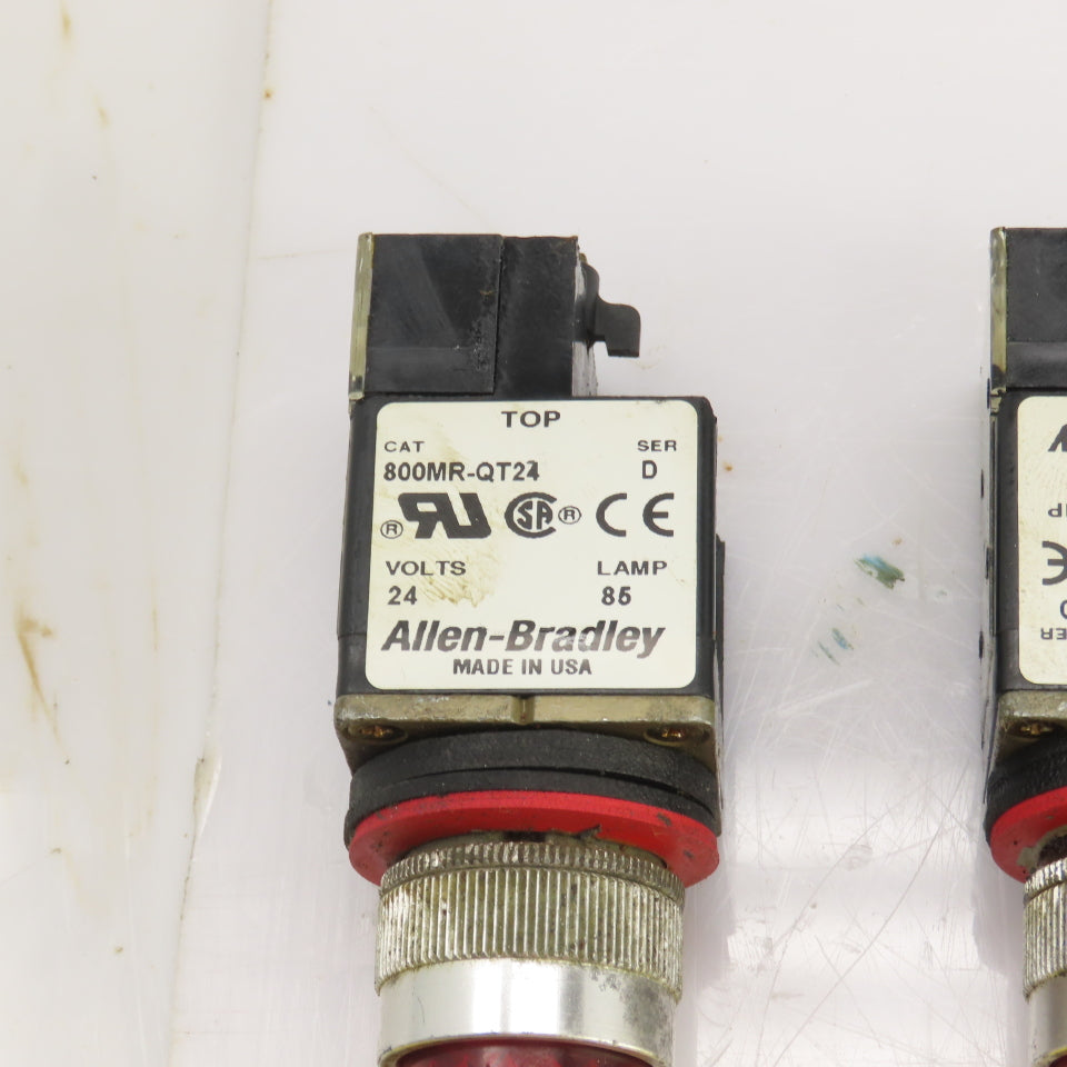 Allen Bradley 800MR-QT24 Ser D Red Illuminated Push Button Switches 24V Lot/9