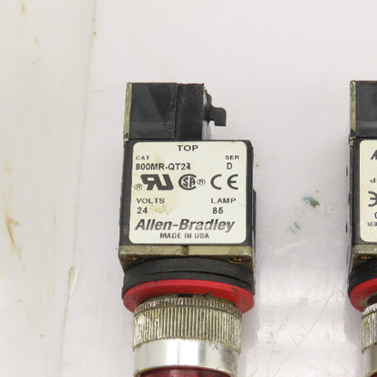 Allen Bradley 800MR-QT24 Ser D Red Illuminated Push Button Switches 24V Lot/9