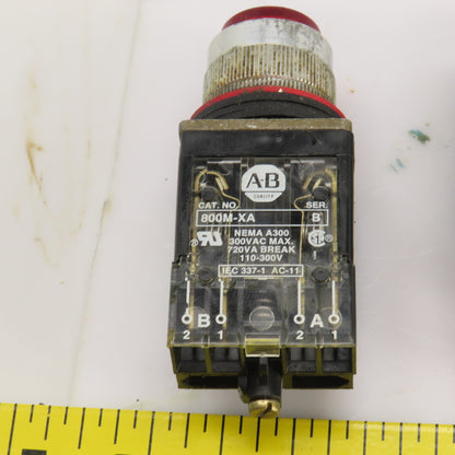 Allen Bradley 800MR-QT24 Ser D Red Illuminated Push Button Switches 24V Lot/9