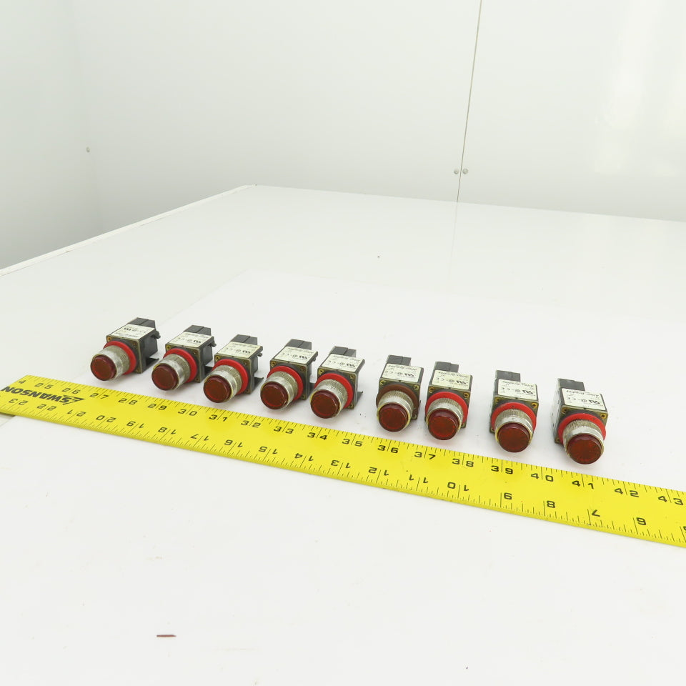 Allen Bradley 800MR-QT24 Ser D Red Illuminated Push Button Switches 24V Lot/9