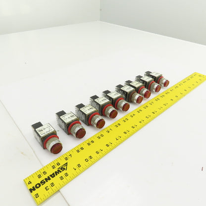 Allen Bradley 800MR-QT24 Ser D Red Illuminated Push Button Switches 24V Lot/9