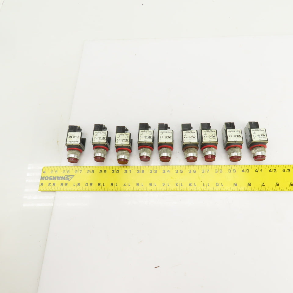 Allen Bradley 800MR-QT24 Ser D Red Illuminated Push Button Switches 24V Lot/9