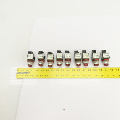 Allen Bradley 800MR-QT24 Ser D Red Illuminated Push Button Switches 24V Lot/9
