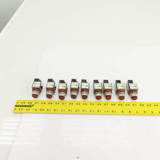 Allen Bradley 800MR-QT24 Ser D Red Illuminated Push Button Switches 24V Lot/9