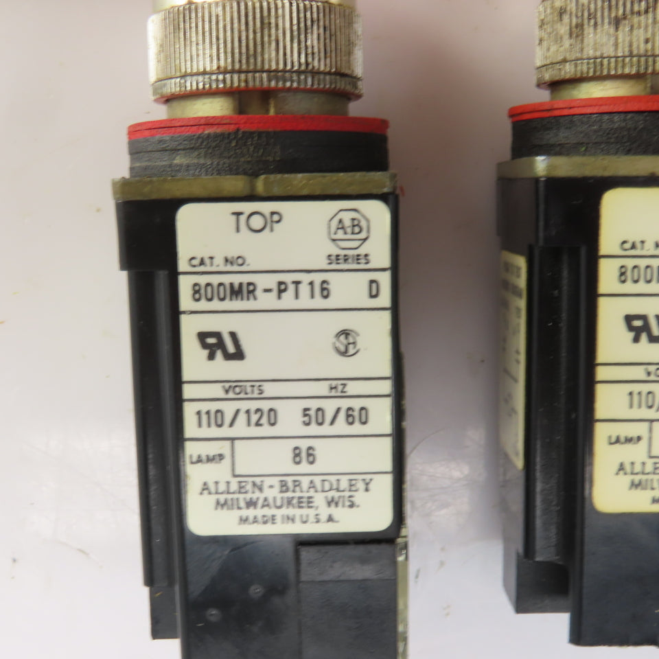 Allen Bradley 800MR-PT16 Ser D Amber Illuminated Push Button Switches 120V Lot/9