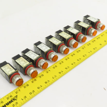 Allen Bradley 800MR-PT16 Ser D Amber Illuminated Push Button Switches 120V Lot/9