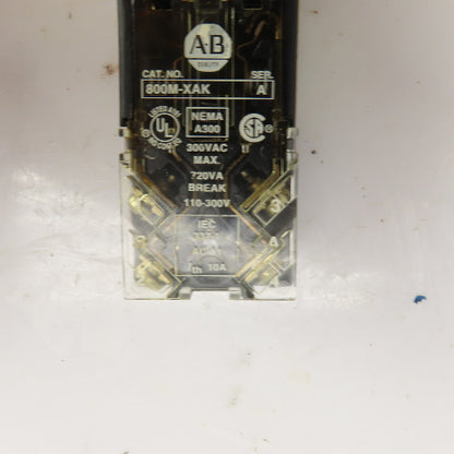 Allen Bradley 800MR-B6 Ser A Red Momentary Contact Push Switches 300VAC Lot/3