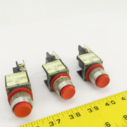 Allen Bradley 800MR-B6 Ser A Red Momentary Contact Push Switches 300VAC Lot/3