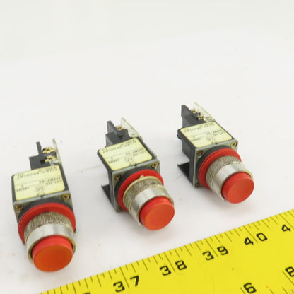 Allen Bradley 800MR-B6 Ser A Red Momentary Contact Push Switches 300VAC Lot/3