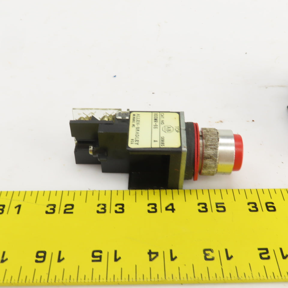 Allen Bradley 800MR-B6 Ser A Red Momentary Contact Push Switches 300VAC Lot/3