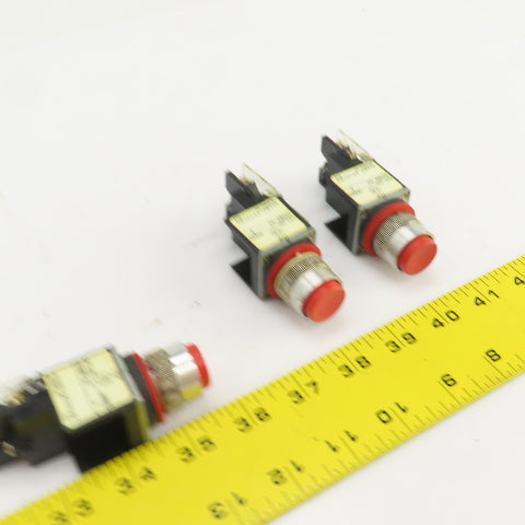 Allen Bradley 800MR-B6 Ser A Red Momentary Contact Push Switches 300VAC Lot/3