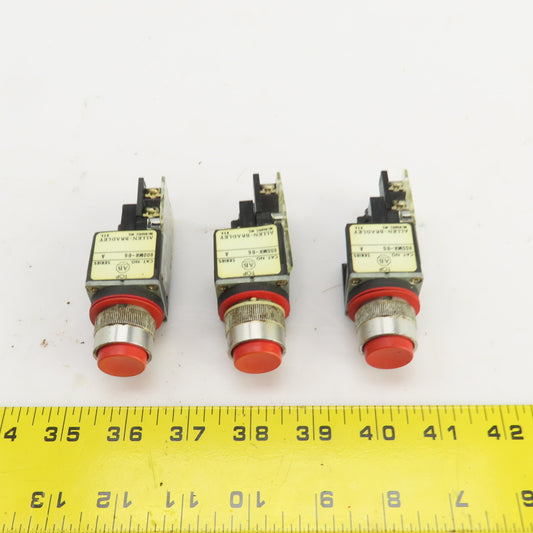 Allen Bradley 800MR-B6 Ser A Red Momentary Contact Push Switches 300VAC Lot/3