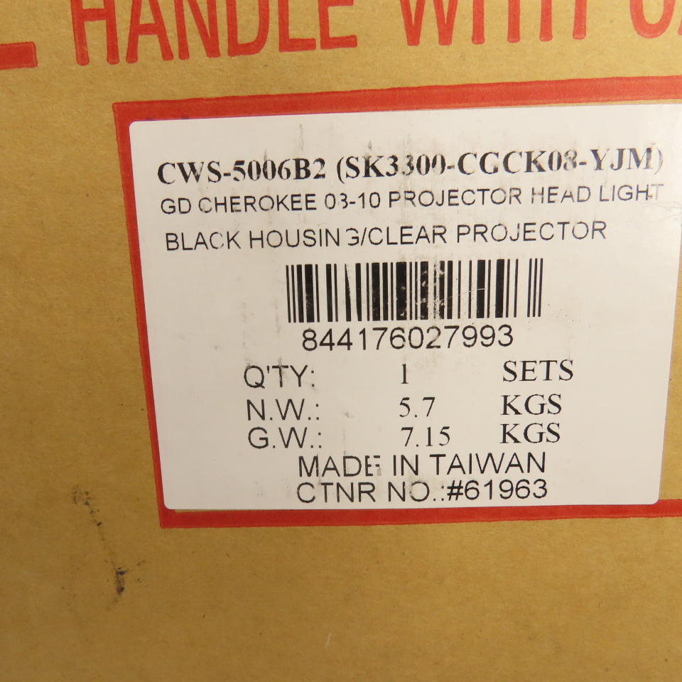 CWS-5006B2 08-10 Jeep Grand Cherokee Black Replacement Headlights Set Of 2