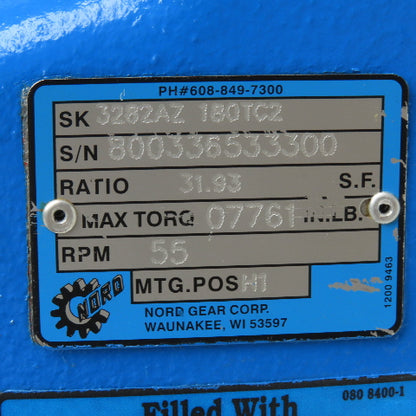 Nord 3282AZ 180TC2 31.93:1 Ratio 55RPM Output Parallel Gear Reducer