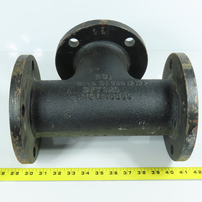 SCI 3" x 3" x 3" Flat Face Tee Class 150 Cast Iron Flanged Fitting